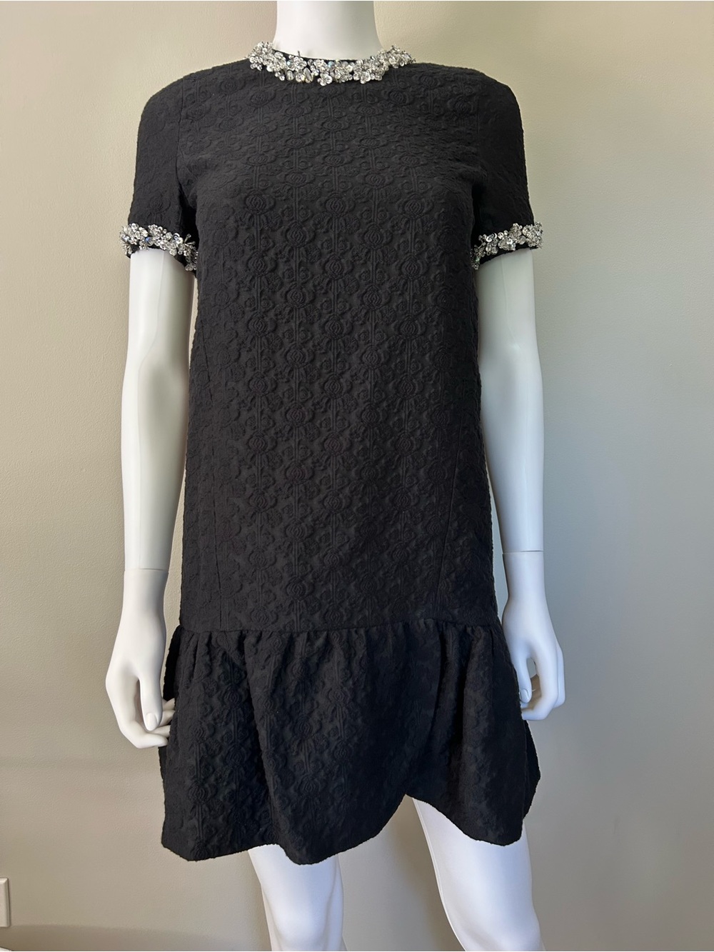 Miu Miu 2015 Crystal Embellished Jacquard Drop Waist Mini Dress IT 38